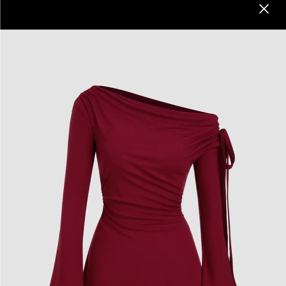 Cider One Shoulder Wine Red Dress